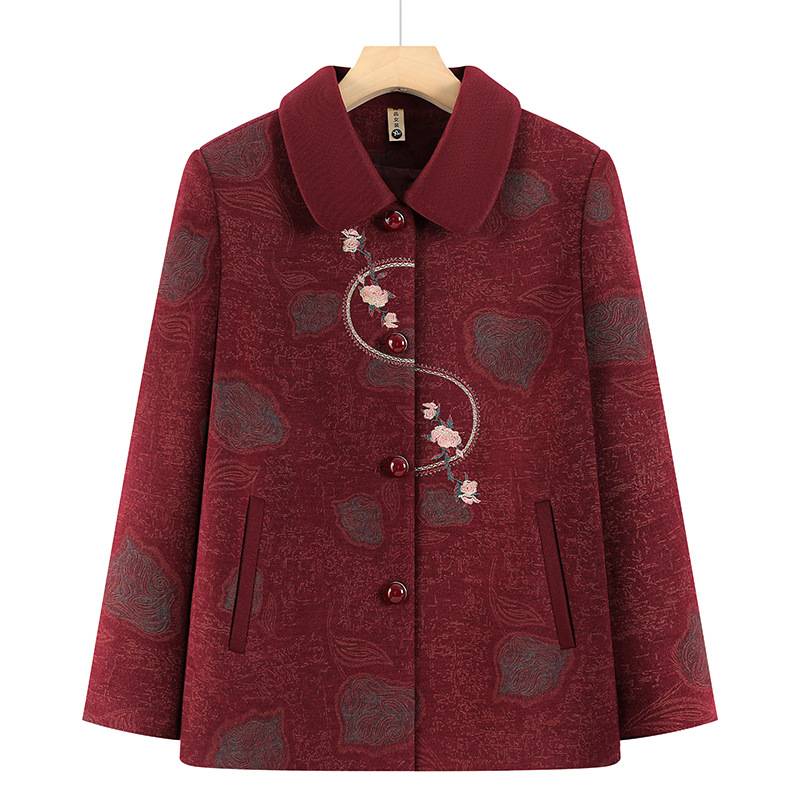 官方正品中老年人翻领国风外套奶奶秋装加绒加厚衣服7080岁老太太
