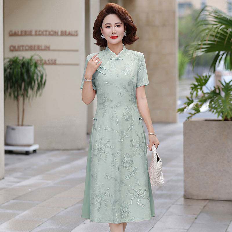 官方正品年轻妈妈夏装改良旗袍中年女士短袖裙子2026夏季新中式国