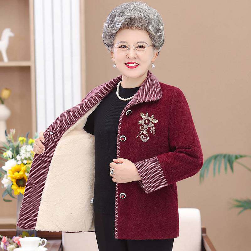 官方正品奶奶秋冬外套新款大码老年人冬装女妈妈水貂绒大衣老太太