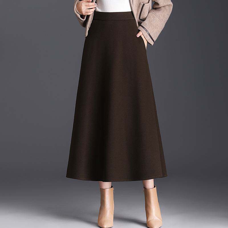 官方正品毛呢半身裙2026秋冬款女士气质长裙配大衣冬裙新款半裙