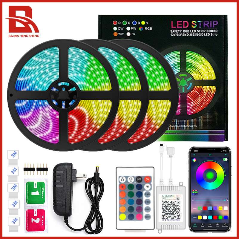 亚马逊电商led灯带5050RGB滴胶12V30灯智能APP蓝牙音乐软灯条套装