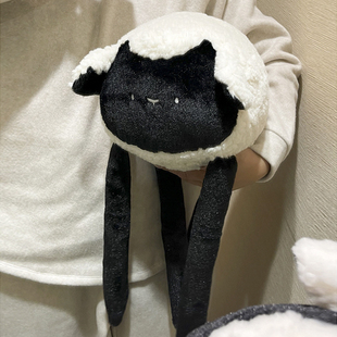 BIBIG杂货铺可爱萌趣长腿喵咩仿绵羊绒公仔抱枕宿舍床头摆设礼物