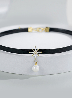 八芒星珍珠项圈女短款潮链