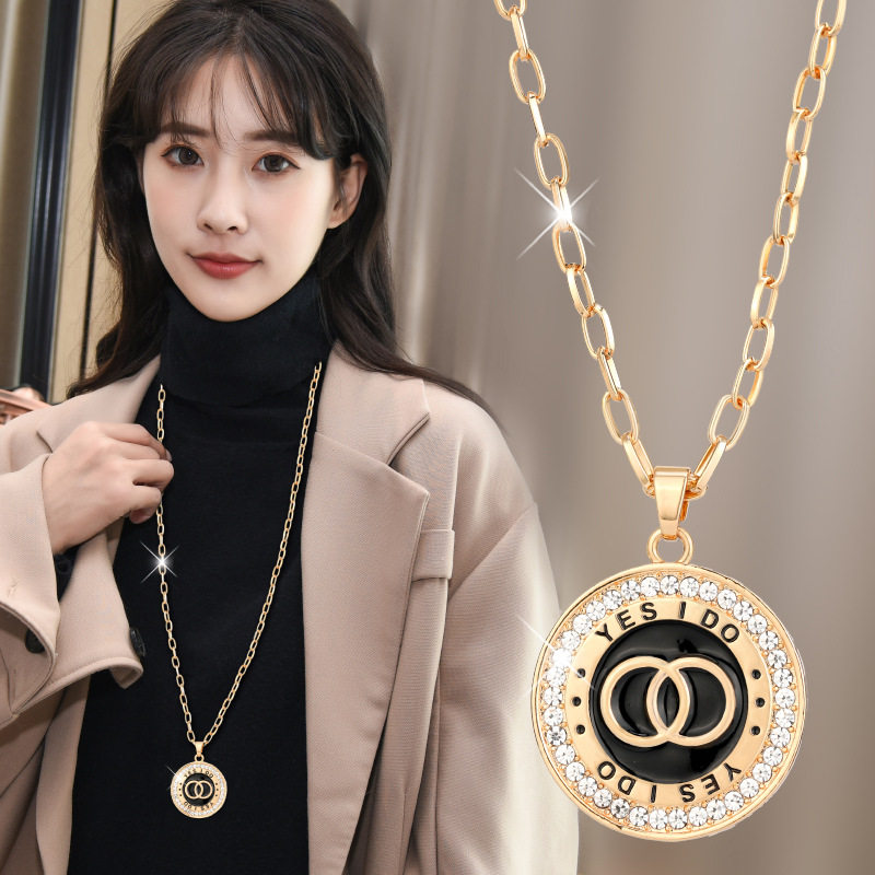 蹦迪毛衣链女2023年秋冬新款潮欧美时尚百搭网红长款项链毛衣配饰