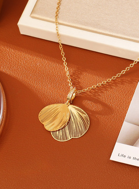 24K蝶翼叶片项链耳环5