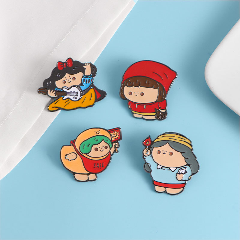 可爱卡通童话故事女孩小红帽公主金属胸针衣服包包挂件品徽章配饰