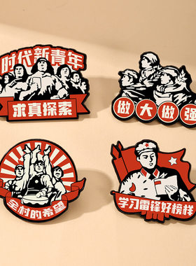 学习雷峰纪念胸针时代新青年红色主题周边金属徽章青年志愿者胸针