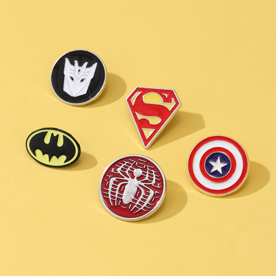 欧美影视漫威蜘蛛侠胸针美国队长衣服包包配饰品英雄标志金属徽章