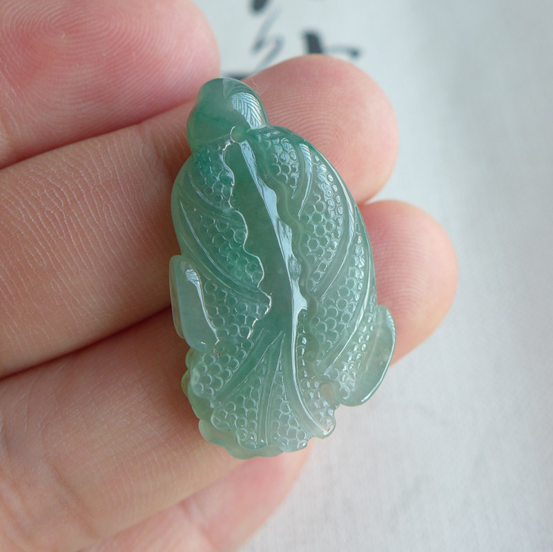 翡翠白菜百财招财吊坠摆件冰种阳绿飘花紫罗兰色缅甸天然a货挂件