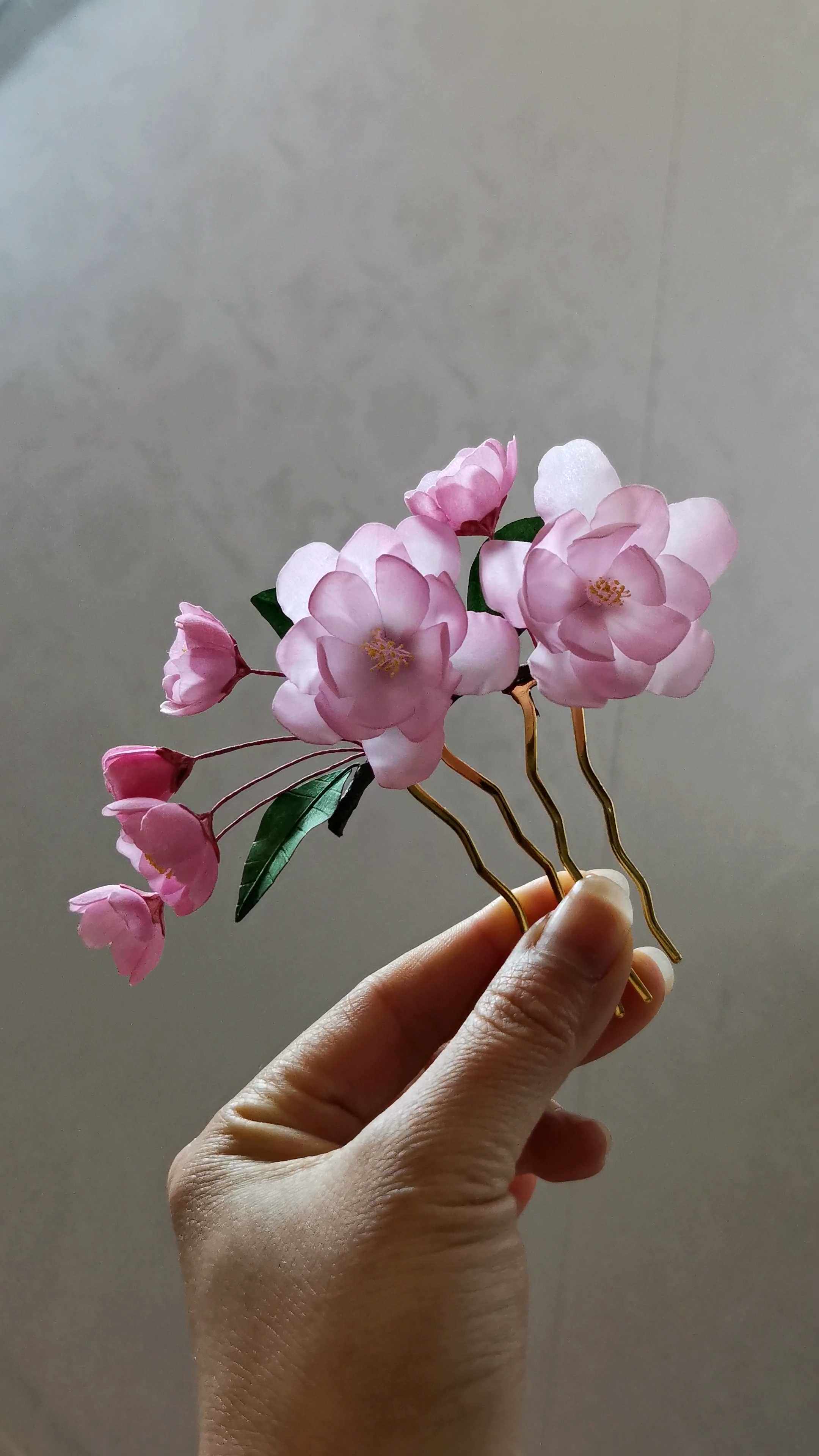 【珠珠通草花】十二月花神之七月海棠花发簪扬州通草花汉服配饰