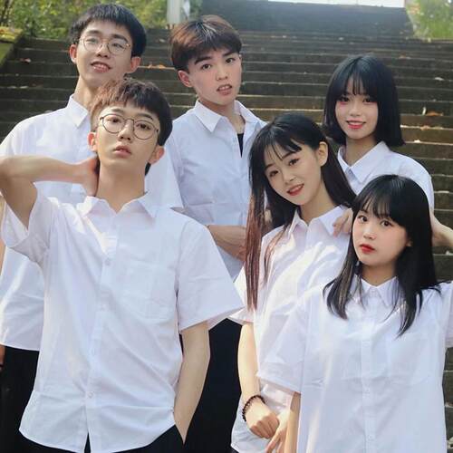 日系jk制服夏季白衬衫女高中学生毕业学院风男DK衬衣宽松短袖班服
