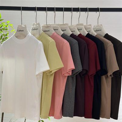 可可欧洲站 25早春新款百搭宽松休闲叠穿打底衫纯色T恤女时尚上衣