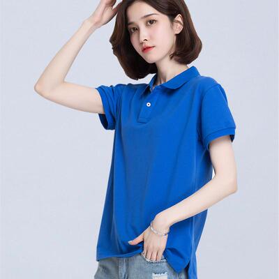 短袖polo衫女2024新款欧美翻领女装t恤定制印logo保罗衫运动上衣
