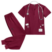 手术服手术室洗手衣弹力透气手术衣医生服套装 亚马逊两件套