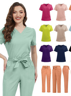 女士洗手衣薄款v领速干手术室icu美容院宠物医院员工工作服护士服