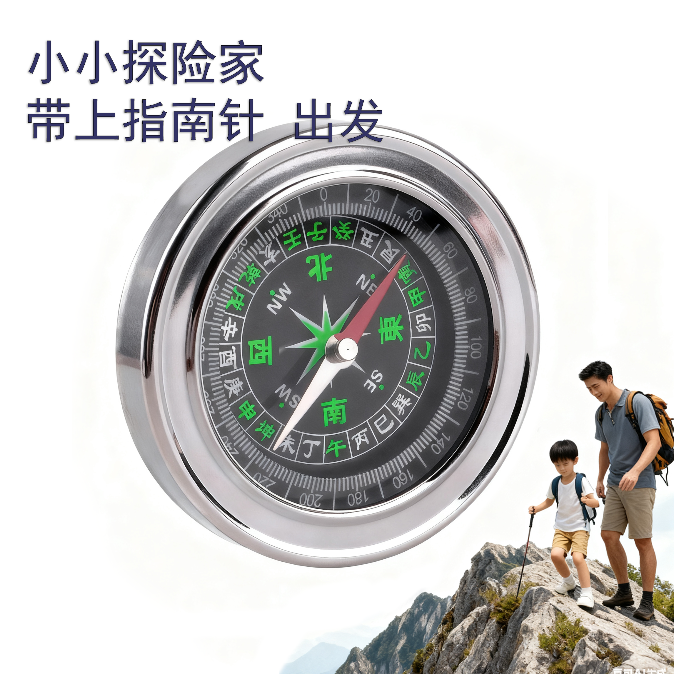 陌华儿童户外登山指南针
