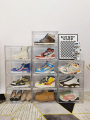 亚克力鞋盒全透明收纳盒鞋柜侧开收藏/AJ球鞋磁吸翻盖防尘防氧化