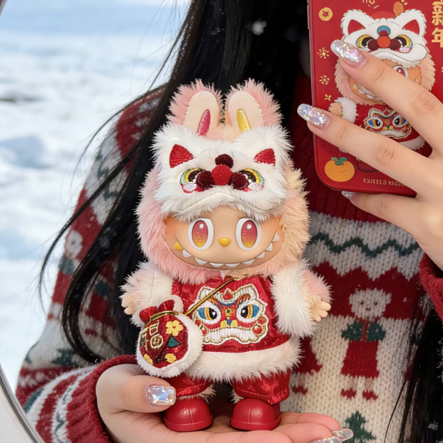 labubu一二三代新年醒狮系列娃衣拉布布红色拜年服春节衣服套装,模玩/动漫/周边/娃圈三坑/桌游,潮玩娃衣,淘宝优惠券,粉丝福利购,淘宝优惠卷