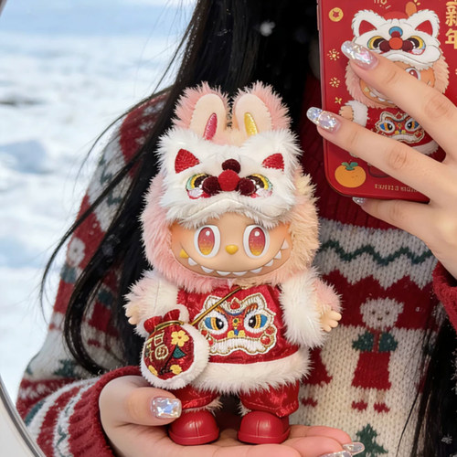 labubu三代新年醒狮娃衣套装