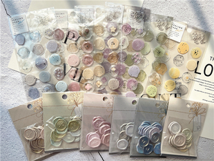 日系透明彩色火漆印章贴纸烫金ins简约装 饰diy信封封口贴拼贴字母