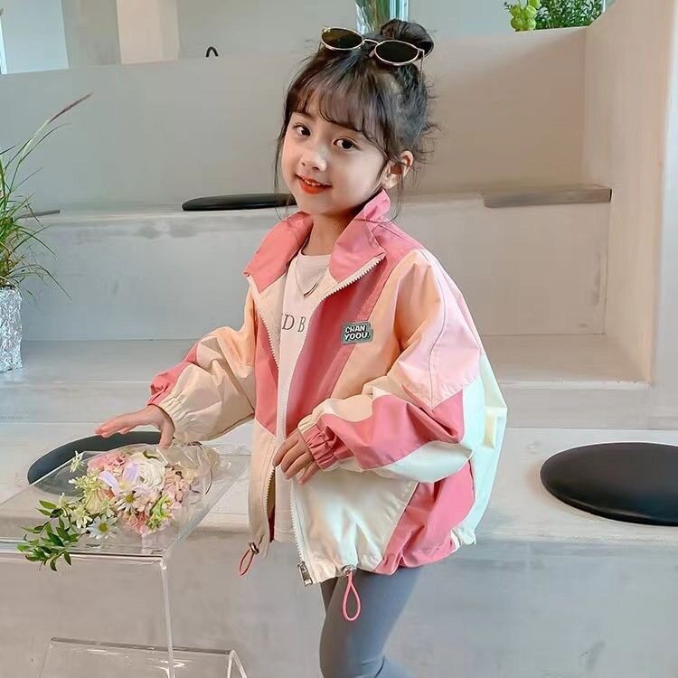 儿童外套女童夹克春秋款2025春上新小女孩洋气拼接运动上衣