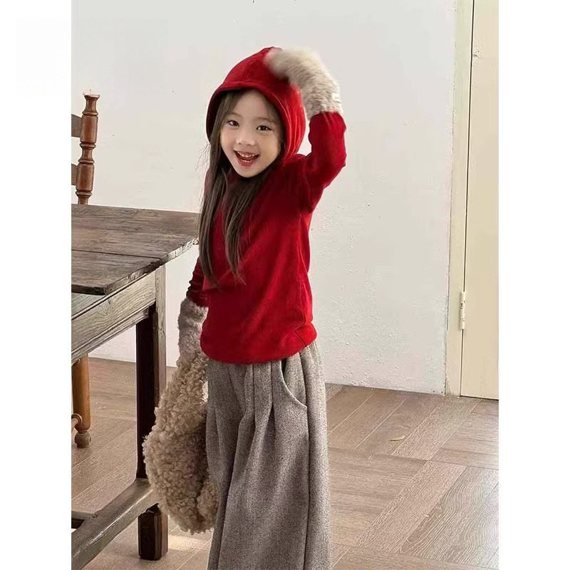 韩版童装女童秋冬2025新款套装洋气儿童圣诞节红色毛衣针织衫