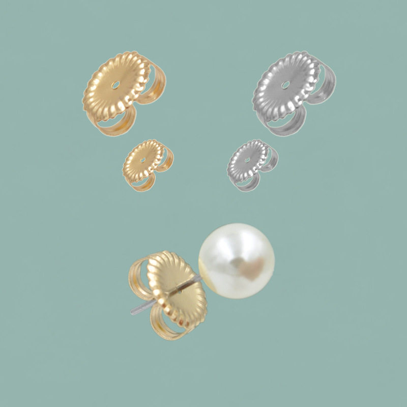 纯银镀18K金太阳花耳堵耳钉防掉扣耳环防下垂耳扣后塞防滑耳帽