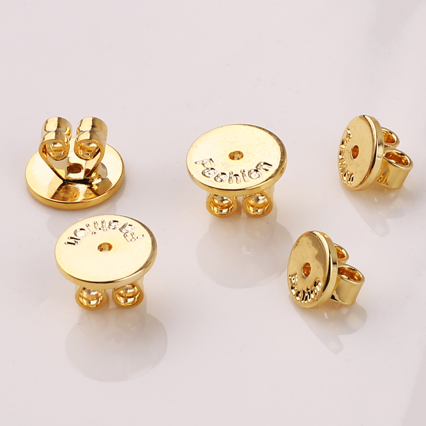 镀18k金耳帽耳钉后塞纯银耳堵耳塞防掉防滑耳扣固定扣DIY配件