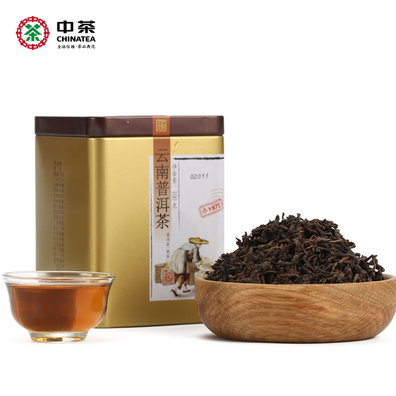 中茶普洱茶 Y671中茶牌普洱茶熟茶散茶罐装100g 中粮茶叶