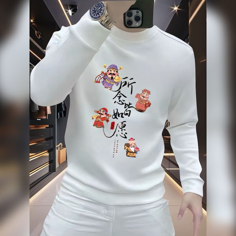 美式百搭秋冬长袖红色卫衣男士休闲个性痞帅时尚圆领上衣潮流印花