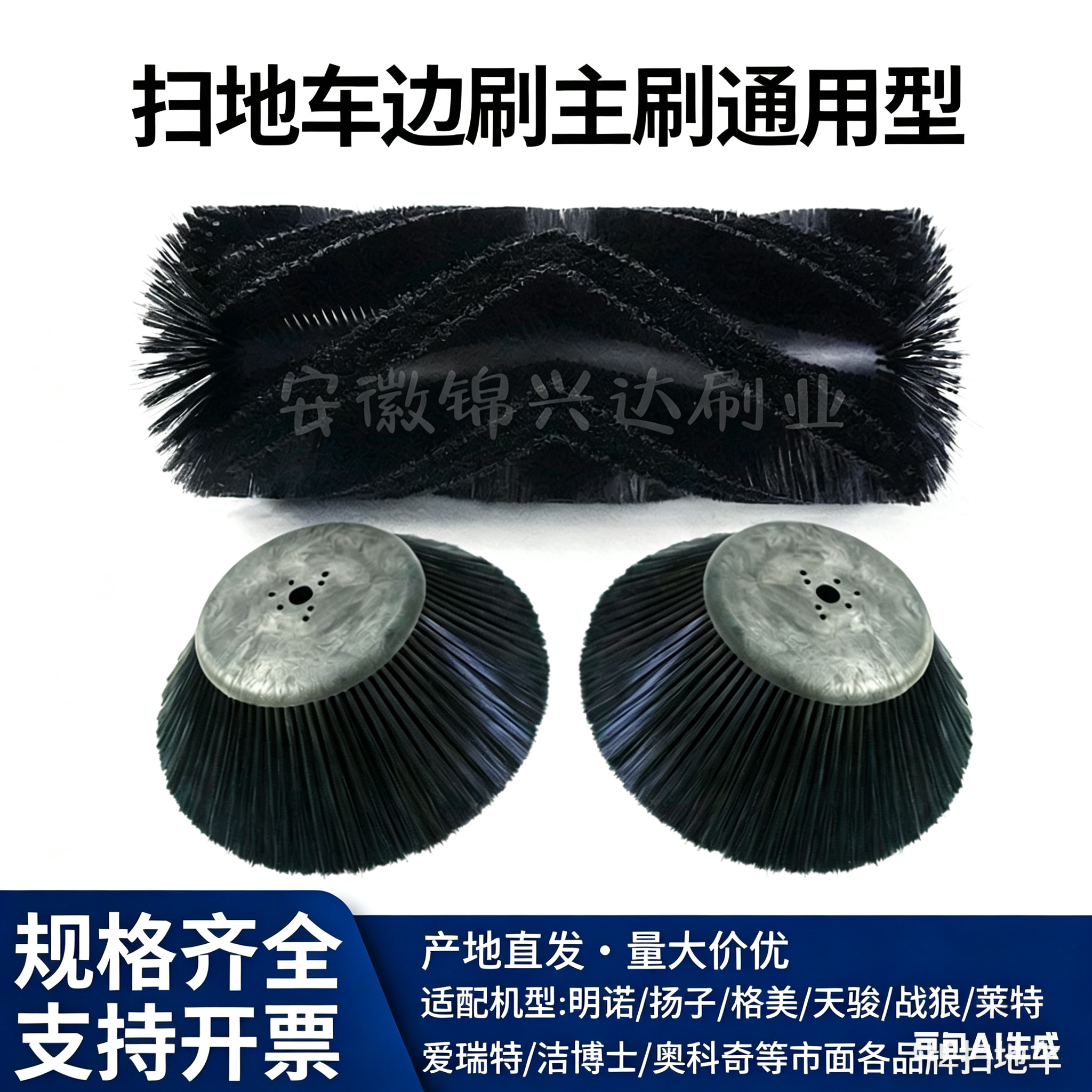 明诺格美电动清扫车配件毛刷扫地车边刷主刷通用型扫地机刷子滚刷 - 实物图