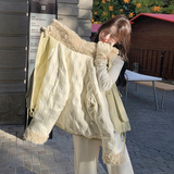 出货中数据好！冬新品PU羊羔毛拼接90羽绒服外套131-7111P275K398，女装羽绒服，象礼