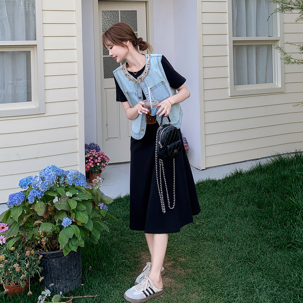 新中式国风牛仔上衣裙女夏盐系轻熟洋气时髦御姐炸街，女装连衣裙，象礼