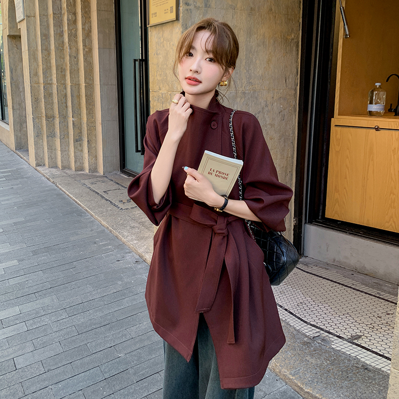 红短款立领风衣外套女2025秋季韩系高级感收腰显瘦流行大衣，女装风衣，浙宝131