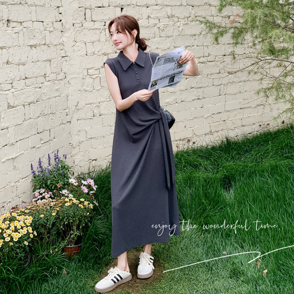 深灰色无袖连衣裙女2025年夏季新款法式巨好看宽松显瘦休闲背心裙,女装连衣裙,浙宝131