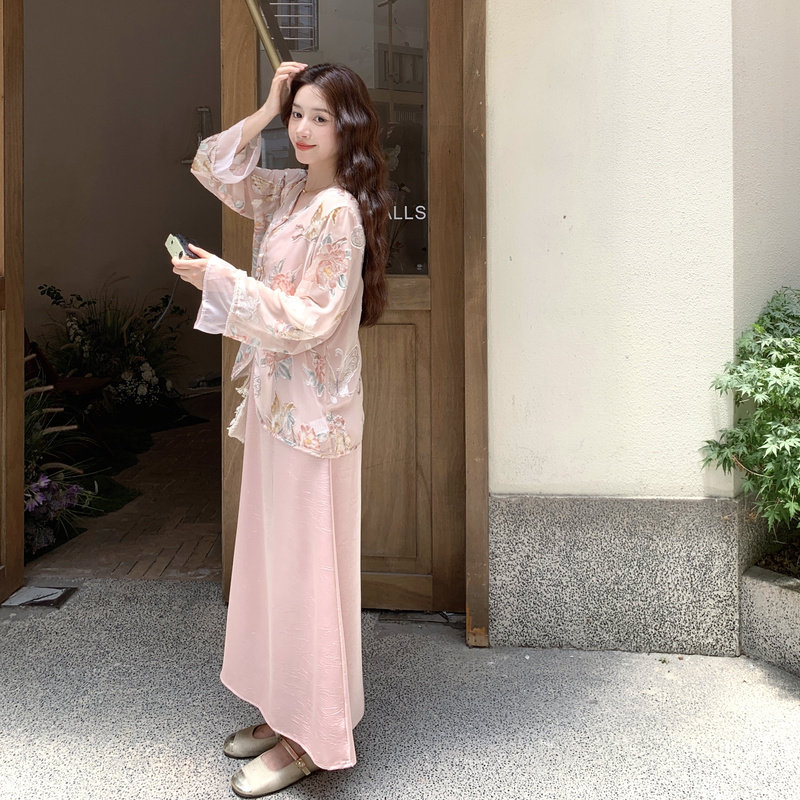 新中式气质国风吊带连衣裙防晒披肩上衣两件套女2025夏季新款套装,女装套装/套裙,浙宝131