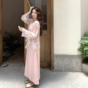 新中式气质国风吊带连衣裙防晒披肩上衣两件套女2025夏季新款套装图片