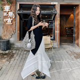 黑色不规则T恤套装裙女2025夏季新款韩系小个子显瘦半身裙两件套，女装套装/套裙，象礼