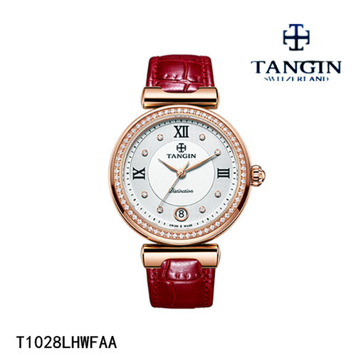 天珺tangin瑞士真皮日历女表