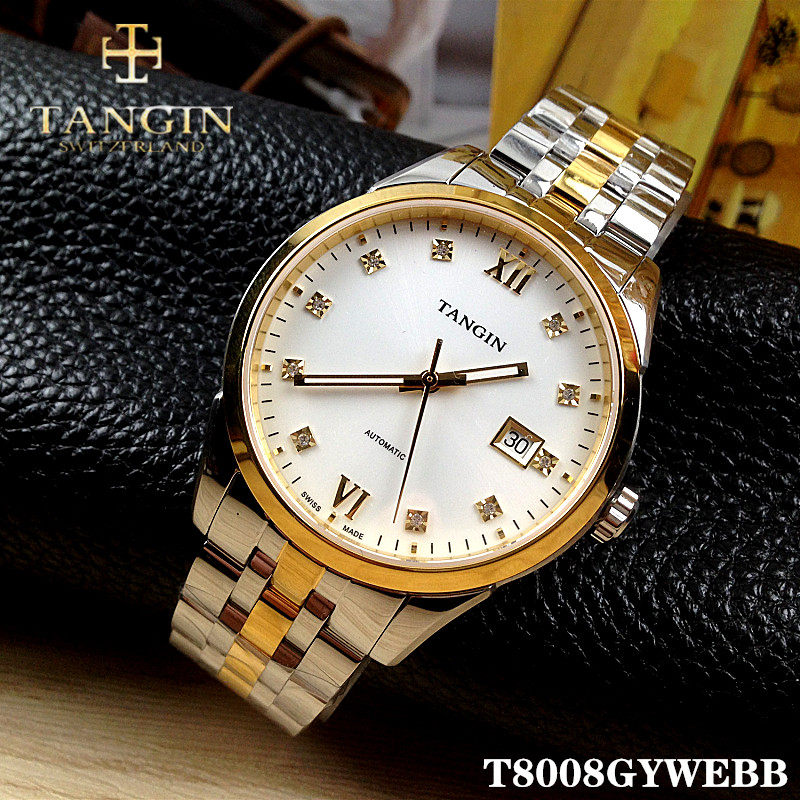瑞士tangin天珺手表 男机械表全自动经典系列t8008gywebb日历8008