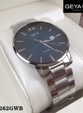 专柜同款 Geya/格雅手表 石英男表正品超薄绿色G06262GWB钢带6262