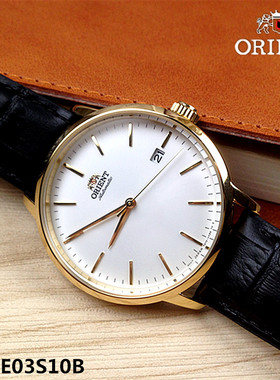 日本Orient/东方双狮手表 全自动机械男表真皮表带日历ACOE03S10B