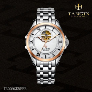 瑞士TANGIN天珺手表 自动机械男表蓝宝石T3009GKWFBB镂空3009 正品