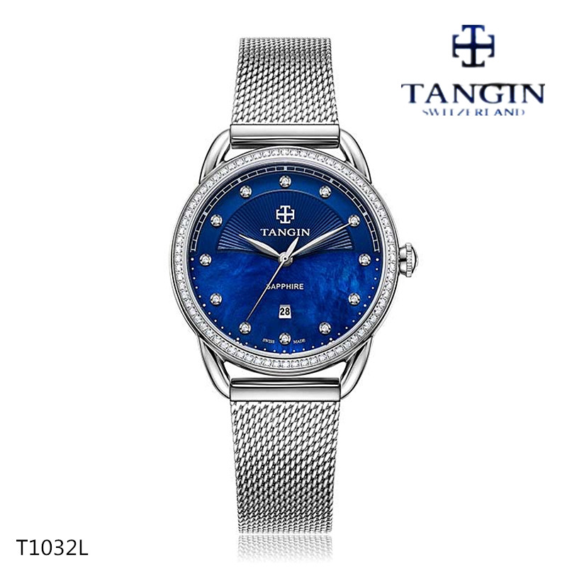 tangin瑞士镶钻刻度蓝色表盘