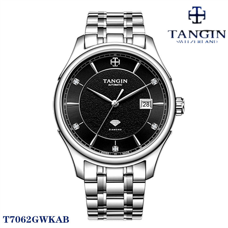 正品tangin天珺手表 真钻机械男表全自动T7062GWKAB日历新品7062
