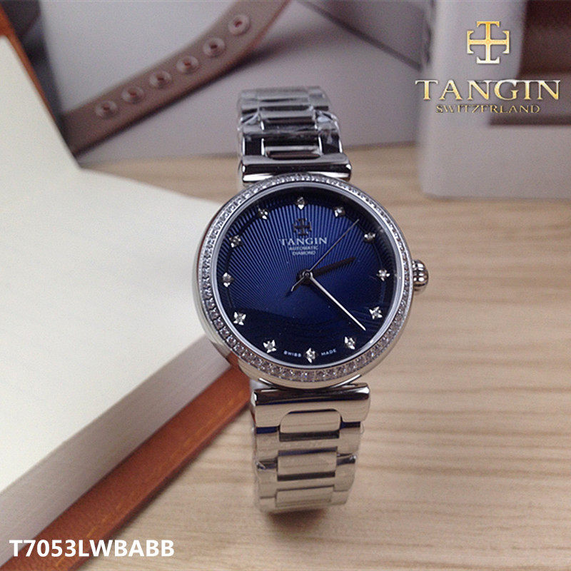 瑞士tangin天珺手表机械女表全自动日出印象系列蓝色商场同款7053