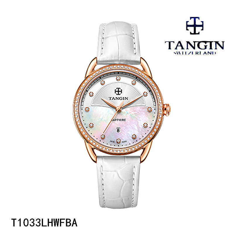瑞士tangin天珺手表 女表石英表正品t1033lhwfba贝母面吉赛尔1033