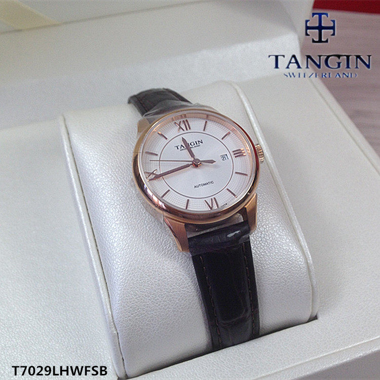 机械女表真皮手表全自动tangin