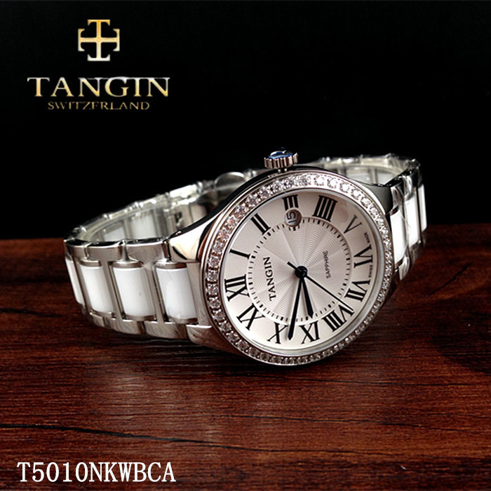 瑞士tangin天珺女表 正品防水女士石英手表t5010nkwbca陶瓷带5010