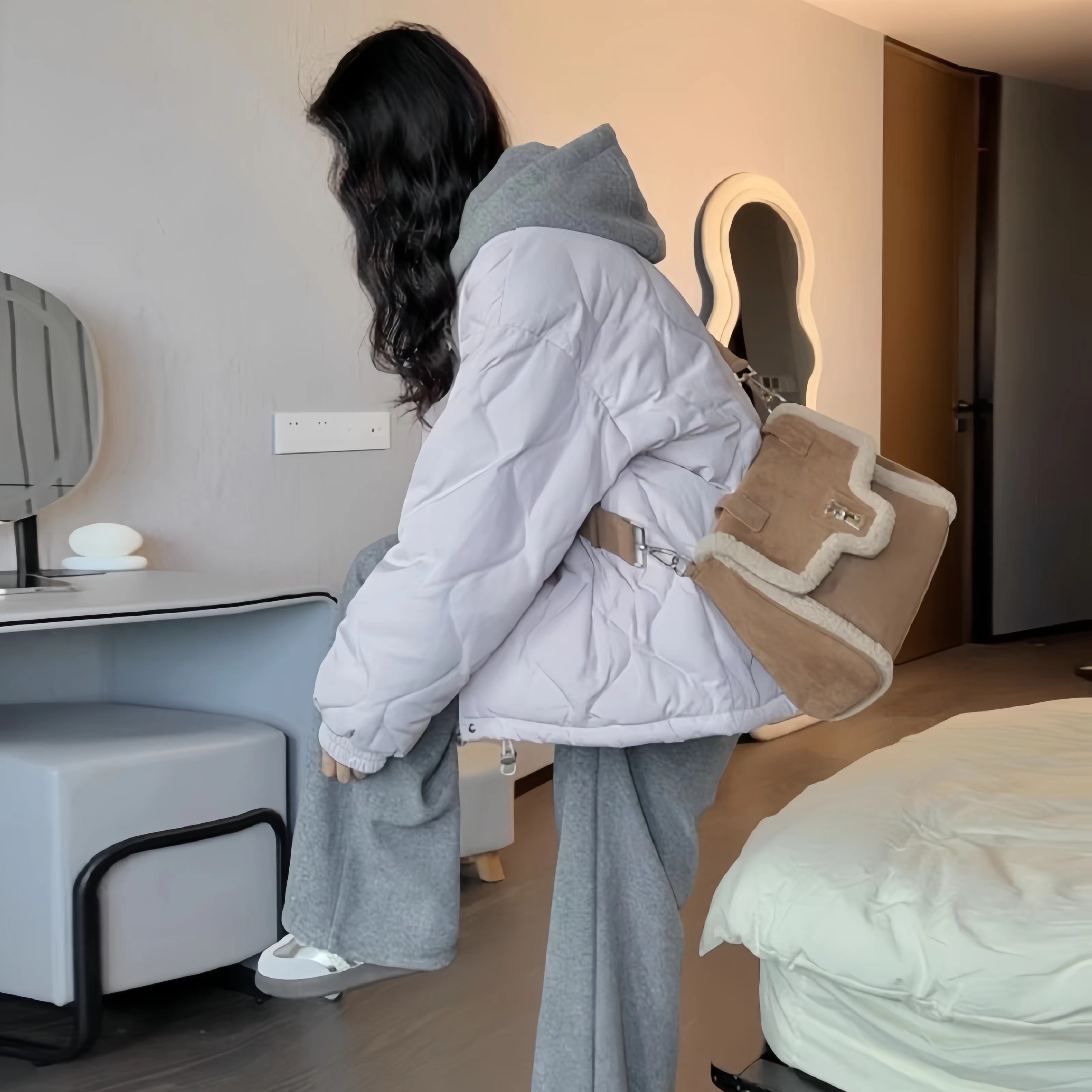 2025新款冬季棉服女韩系羽绒棉袄秋冬夹棉外套小个子宽松菱格棉衣